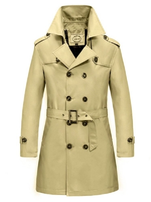 Trench-coat Pour Hommes Avec Ceinture À Double Boutonnage De Couleur Unie