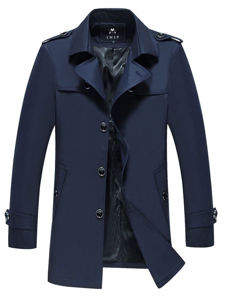 Trench-coats Décontractés À Revers Simple Pour Hommes