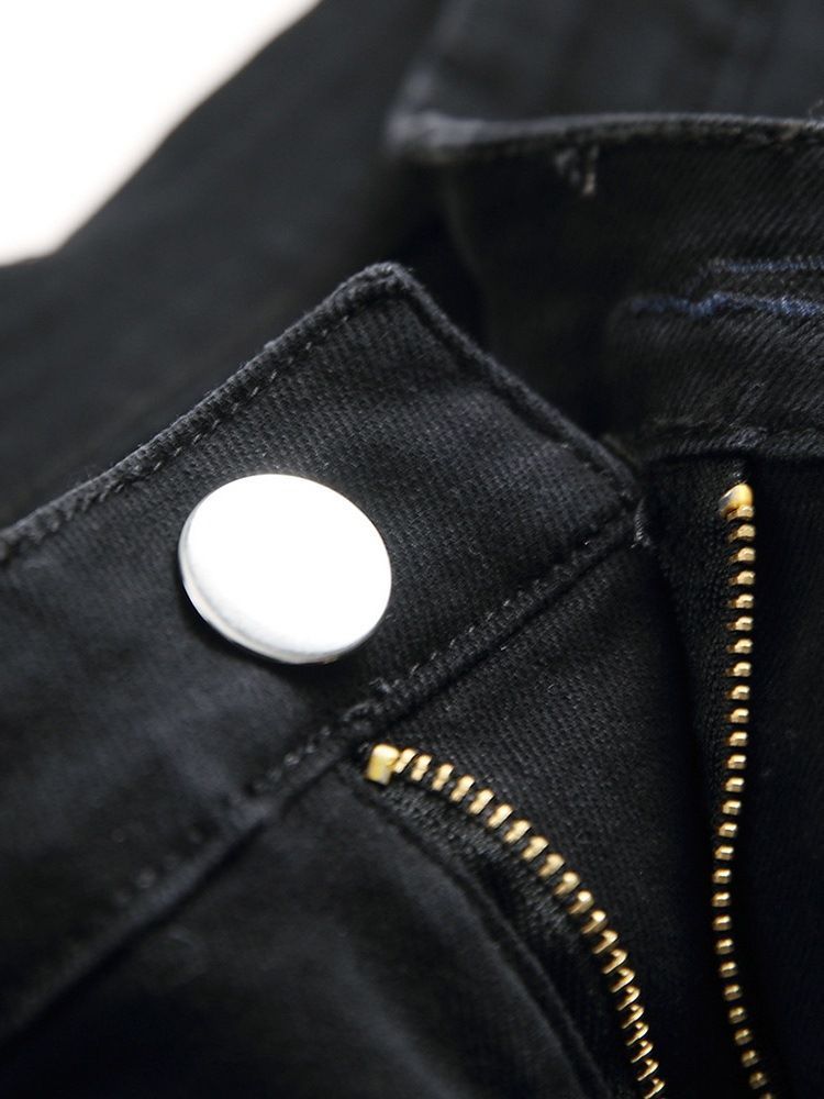 Jeans Déchirés Pour Hommes À Taille Moyenne Et Blocs De Couleurs