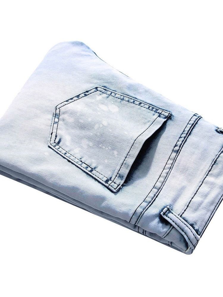 Jeans Décontractés Pour Hommes Avec Blocs De Couleurs Et Fermeture À Glissière
