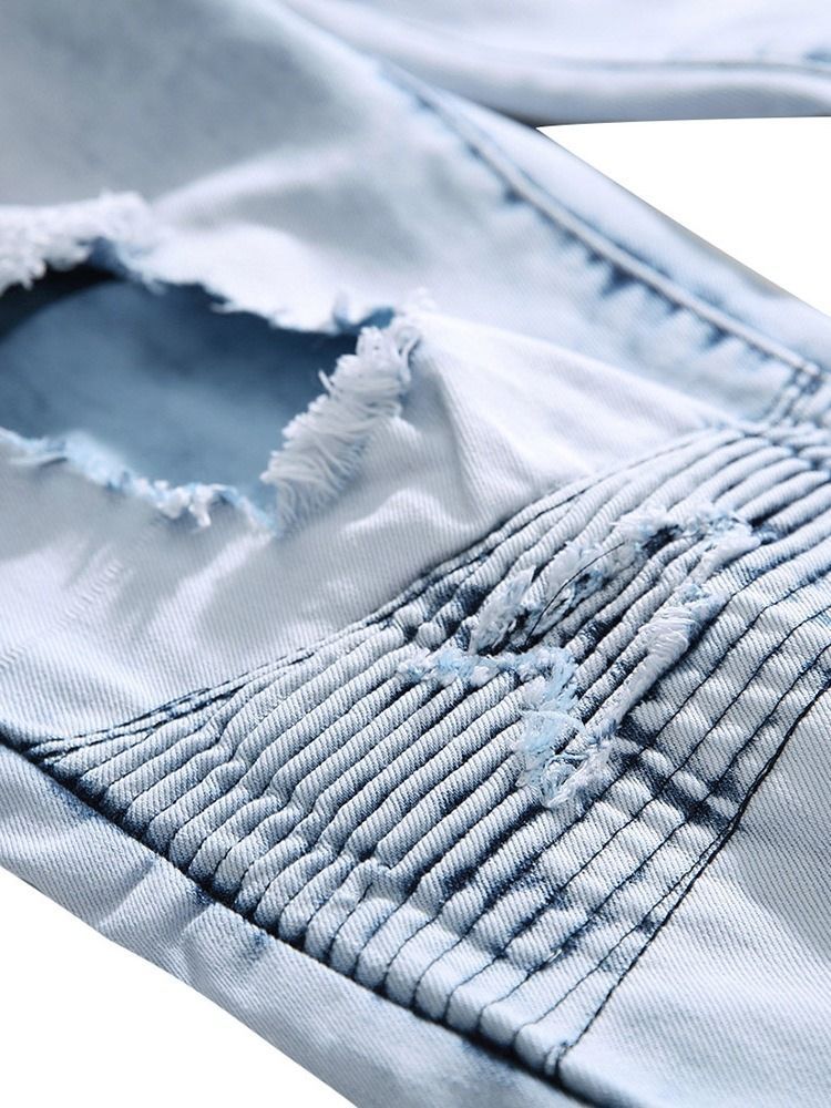 Jeans Décontractés Pour Hommes Avec Blocs De Couleurs Et Fermeture À Glissière