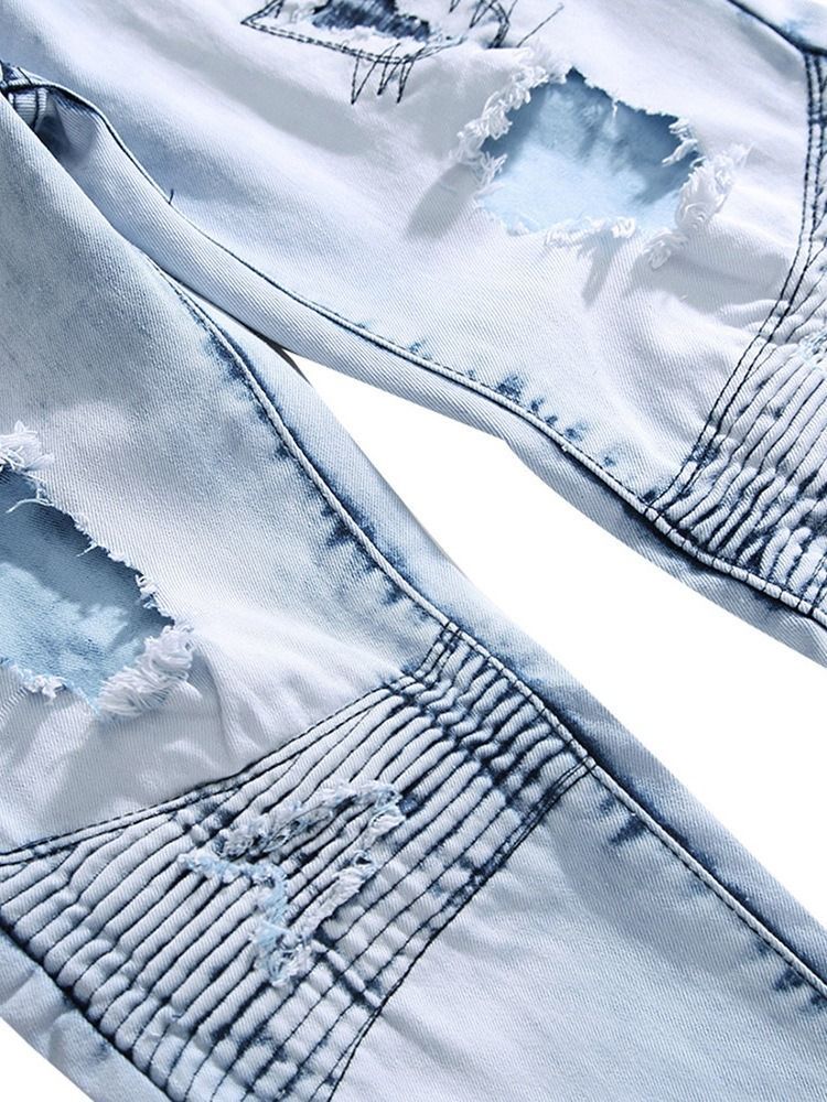 Jeans Décontractés Pour Hommes Avec Blocs De Couleurs Et Fermeture À Glissière