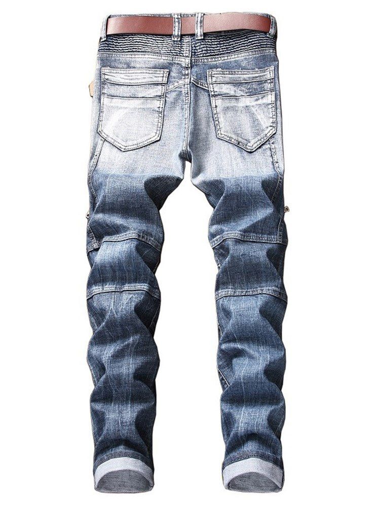 Jeans Décontractés Pour Hommes Avec Fermeture À Glissière Plissée