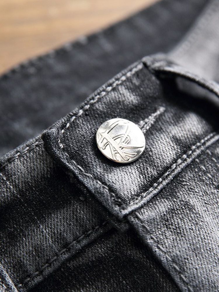 Jeans Décontractés Pour Hommes Avec Fermeture À Glissière Plissée