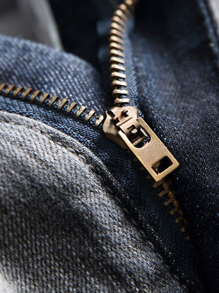 Jeans Décontractés Pour Hommes Avec Fermeture À Glissière Plissée