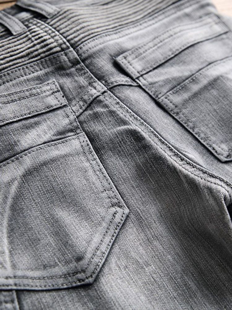 Jeans Décontractés Pour Hommes Avec Fermeture À Glissière Plissée