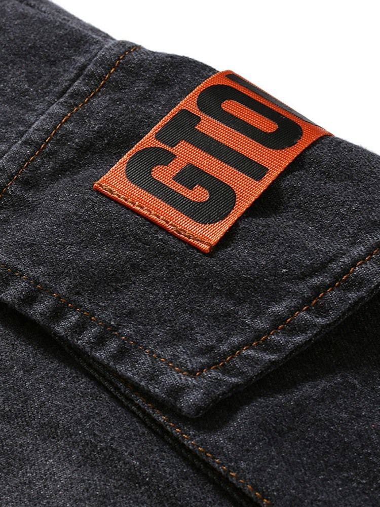 Jeans Décontractés Pour Hommes À Taille Moyenne Et À Blocs De Couleur