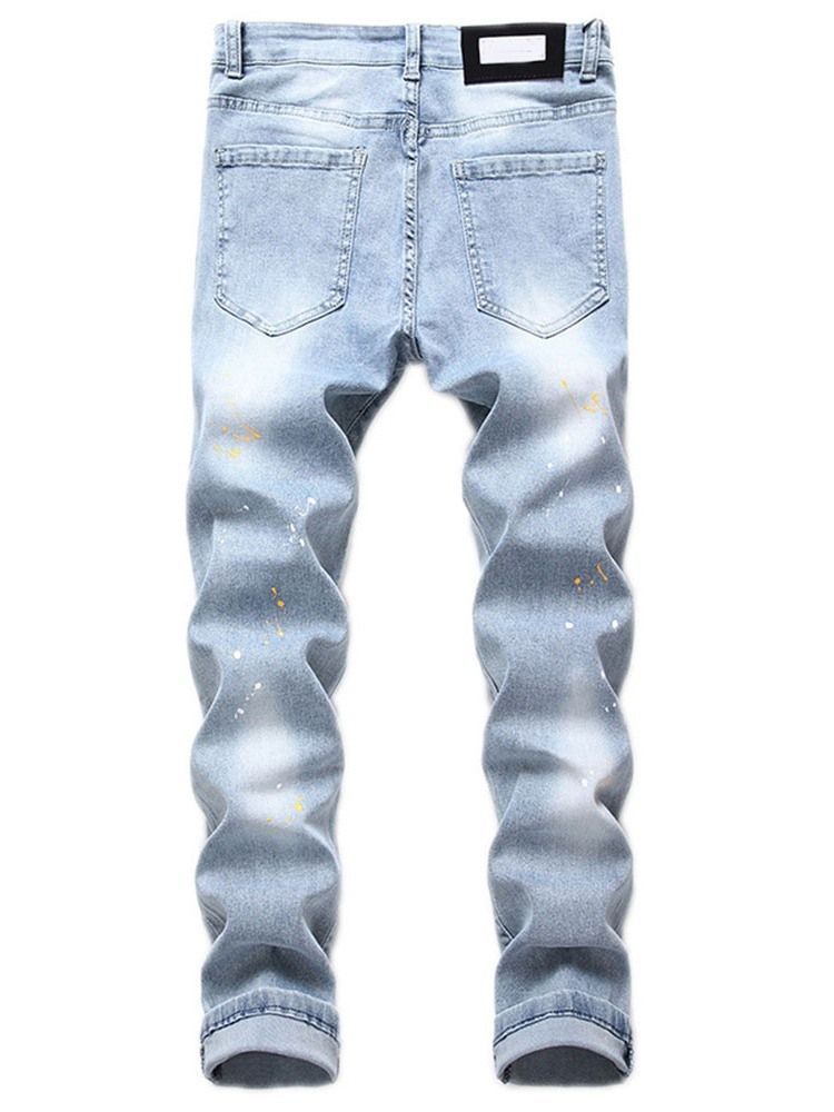 Jeans Décontractés À Lettres Imprimées Pour Hommes