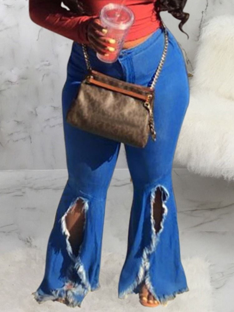 Jeans À Fermeture Éclair À Taille Moyenne Et À Pattes D'éléphant Pour Femmes
