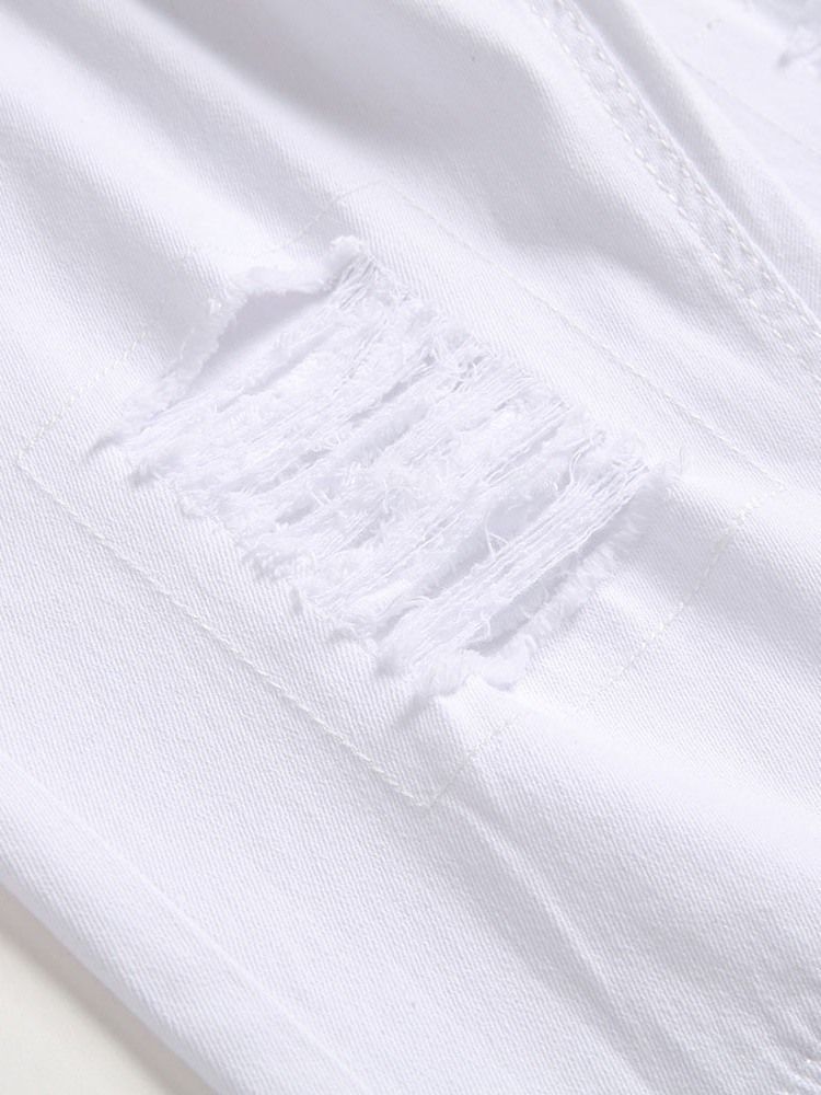 Jeans À Fermeture Éclair À Taille Moyenne Et Trou Droit Pour Hommes