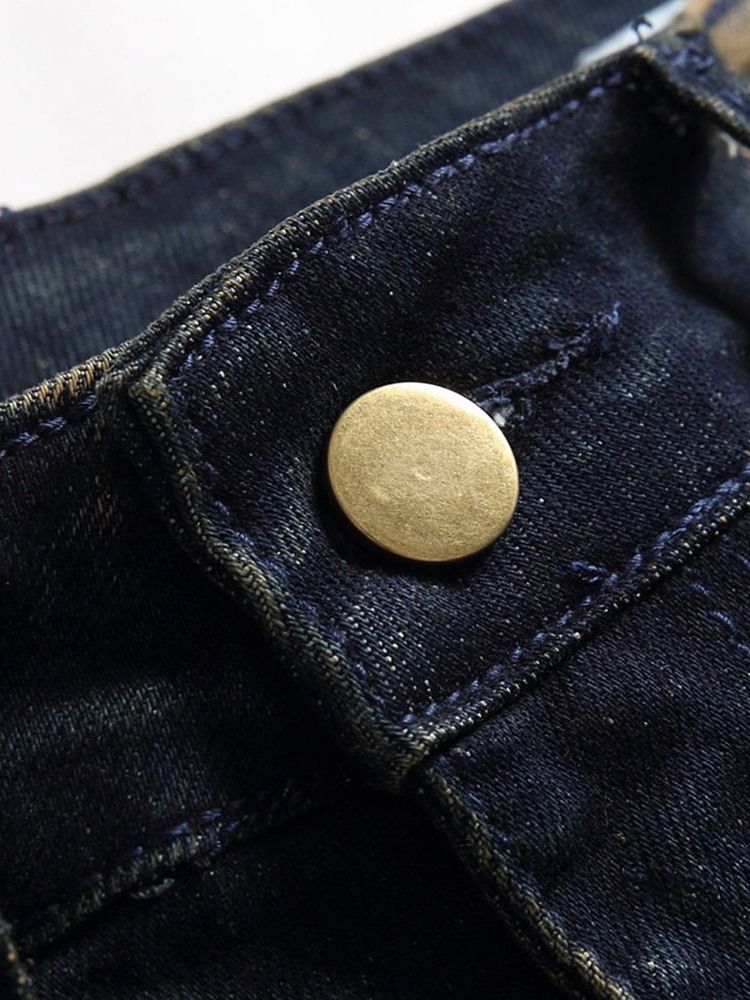 Jeans Géométriques Pour Hommes À Taille Moyenne Et À Effet Vintage