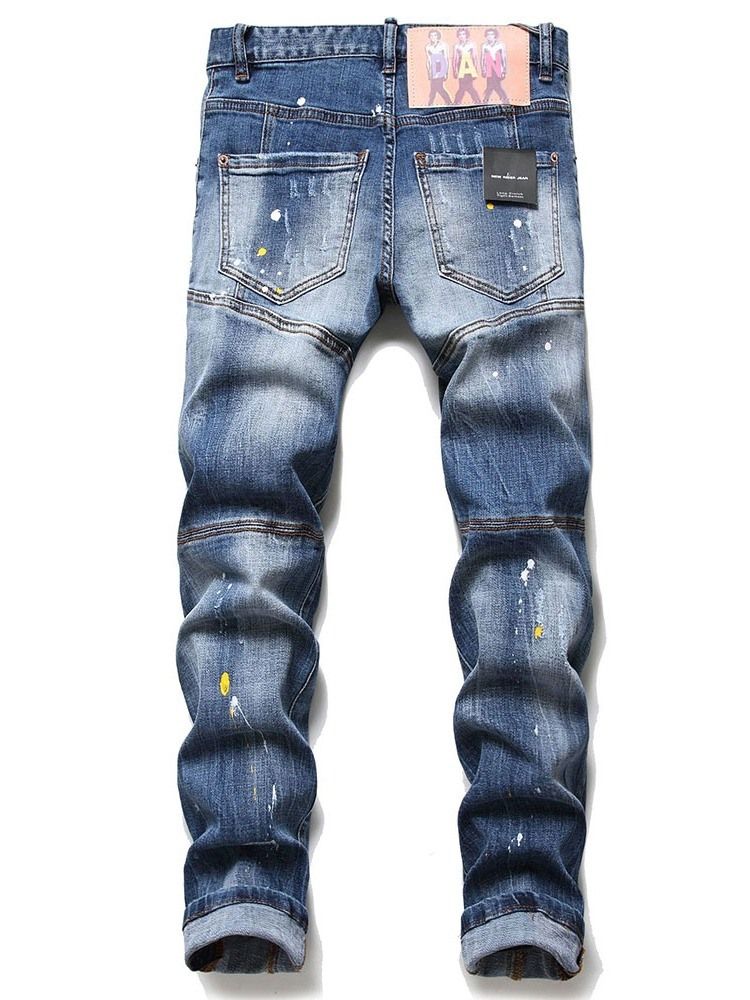 Jeans Pour Hommes À Bouton Décontracté Trou