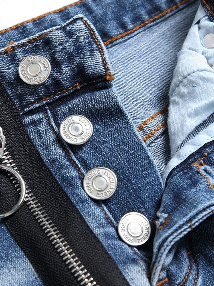 Jeans Pour Hommes À Bouton Décontracté Trou
