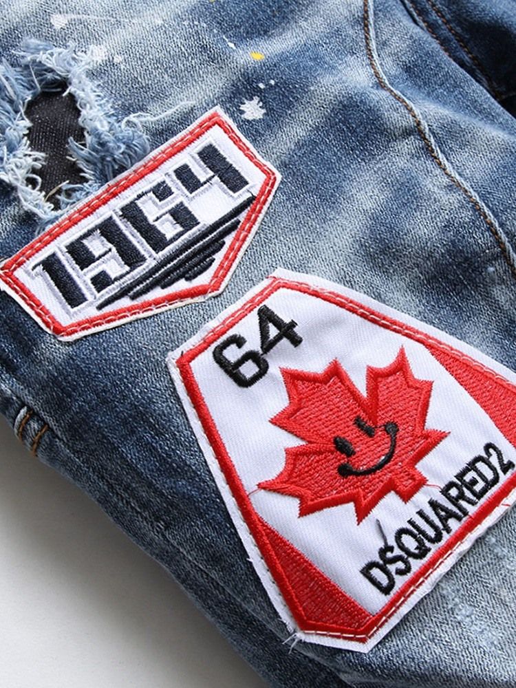 Jeans Pour Hommes À Bouton Décontracté Trou