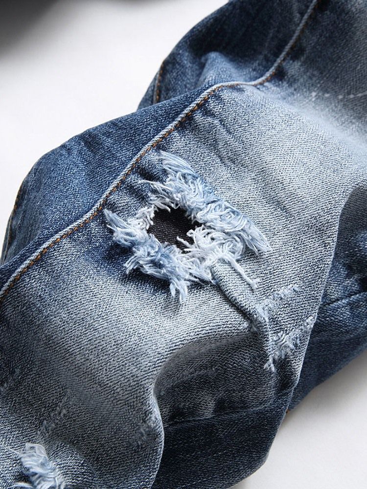 Jeans Pour Hommes À Bouton Décontracté Trou