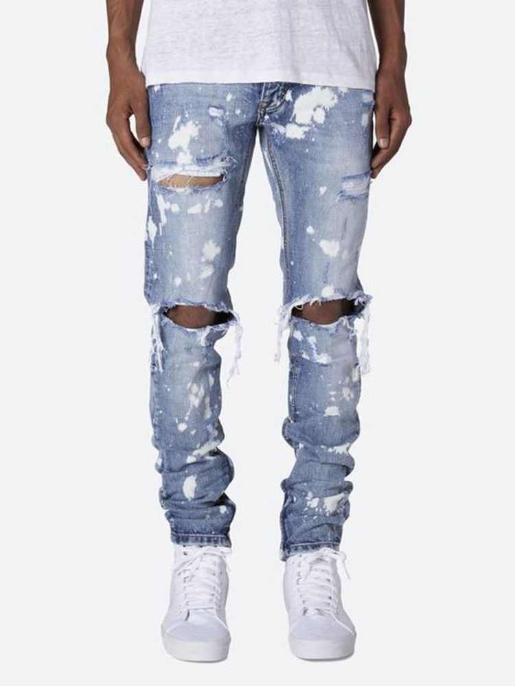Jeans Pour Hommes Décontractés À Taille Moyenne Avec Fermeture À Glissière