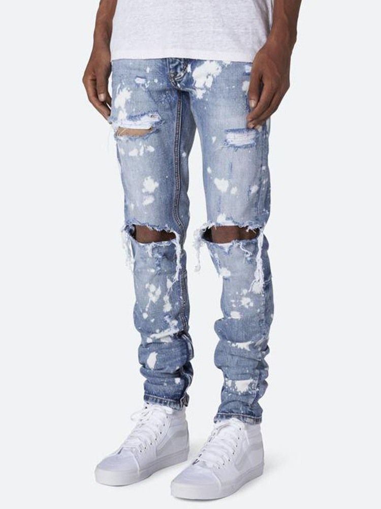 Jeans Pour Hommes Décontractés À Taille Moyenne Avec Fermeture À Glissière