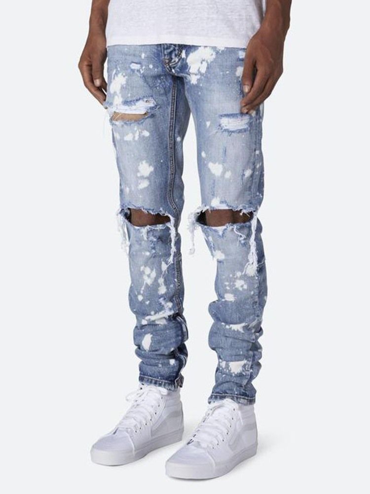 Jeans Pour Hommes Décontractés À Taille Moyenne Avec Fermeture À Glissière