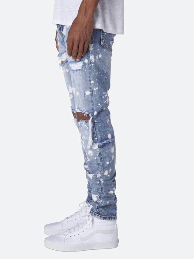 Jeans Pour Hommes Décontractés À Taille Moyenne Avec Fermeture À Glissière