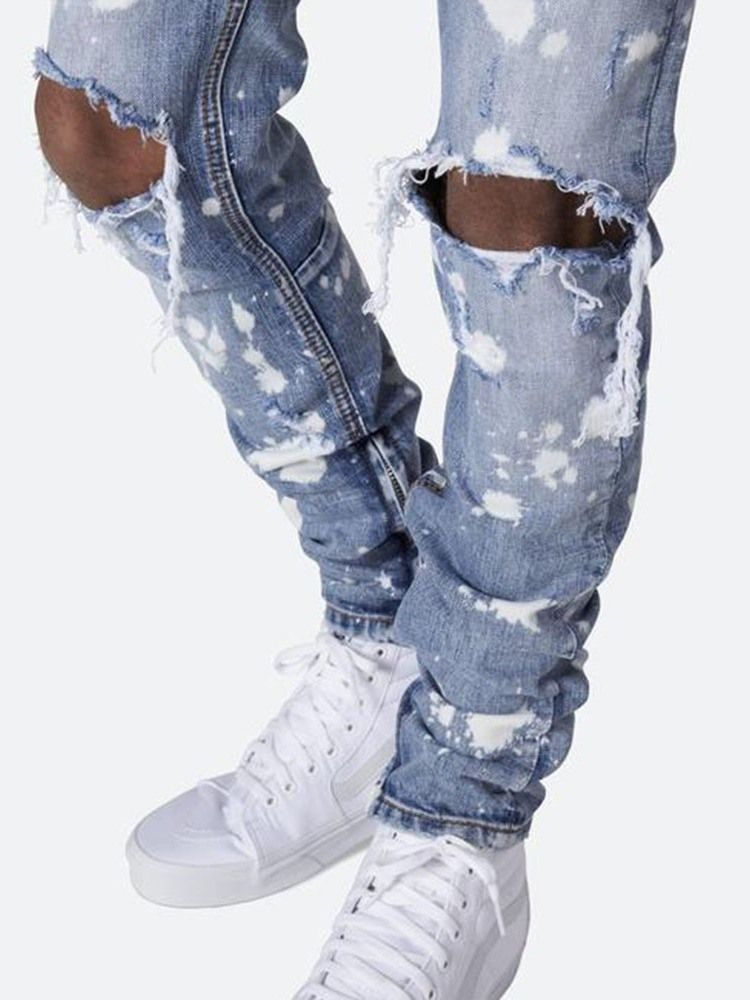 Jeans Pour Hommes Décontractés À Taille Moyenne Avec Fermeture À Glissière
