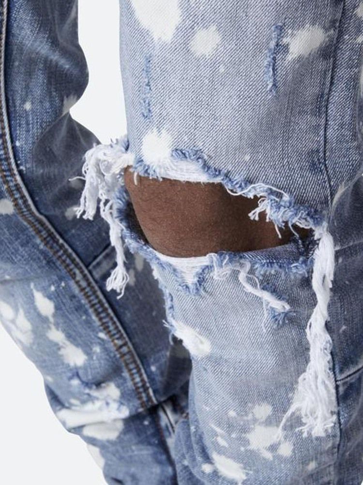 Jeans Pour Hommes Décontractés À Taille Moyenne Avec Fermeture À Glissière