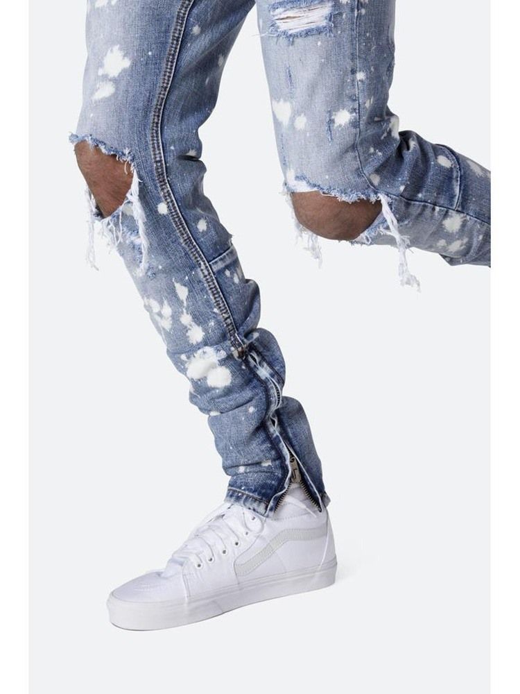 Jeans Pour Hommes Décontractés À Taille Moyenne Avec Fermeture À Glissière