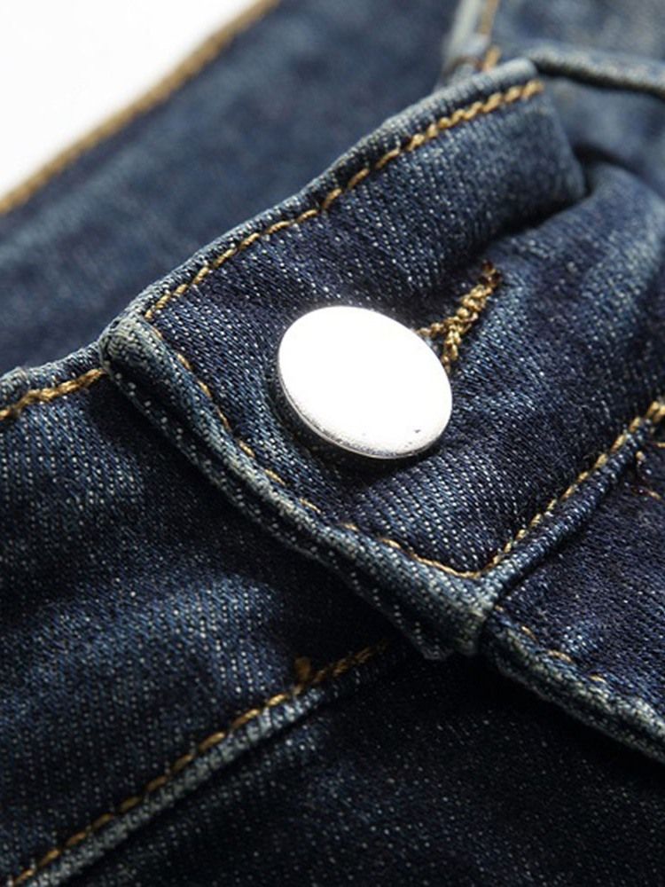 Jeans Pour Hommes Européens À Fermeture Éclair Patchwork Droite
