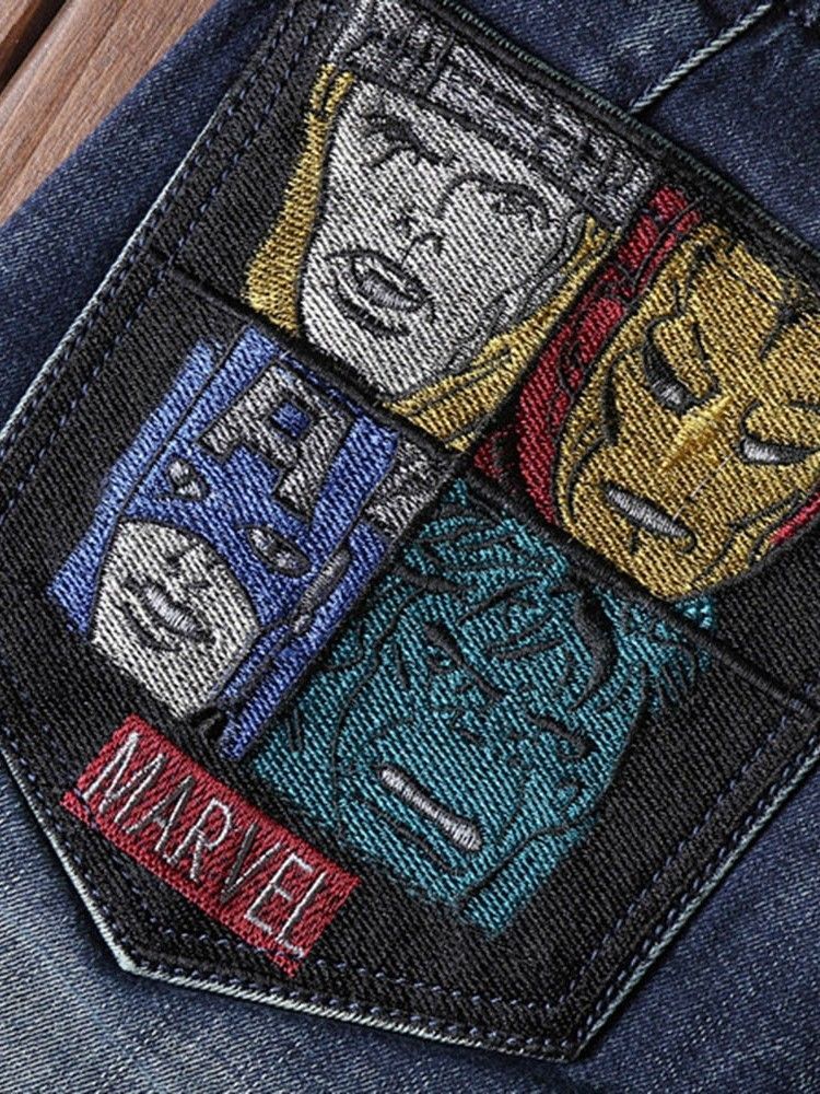 Jeans Pour Hommes À Taille Moyenne Et À Fermeture Éclair Usés
