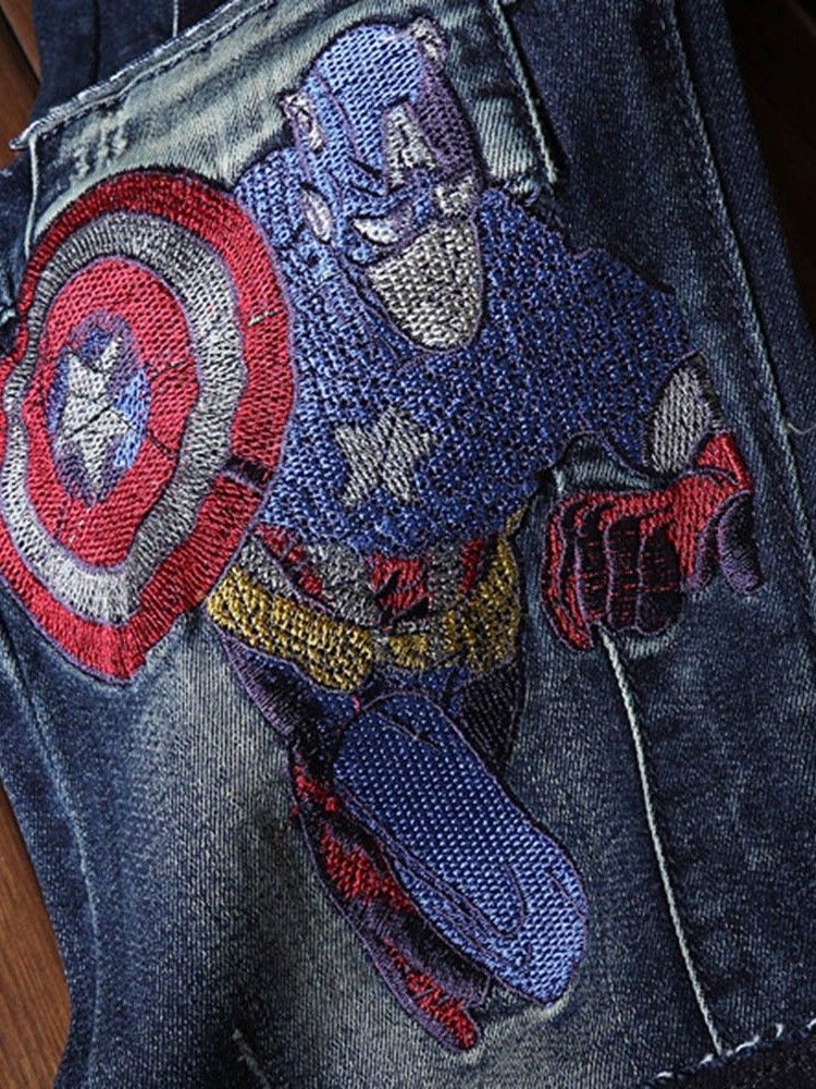 Jeans Pour Hommes À Taille Moyenne Et À Fermeture Éclair Usés