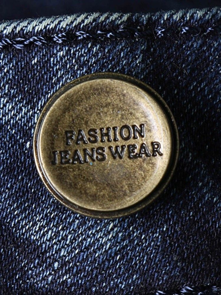 Jeans Pour Hommes À Taille Moyenne Et À Fermeture Éclair Usés