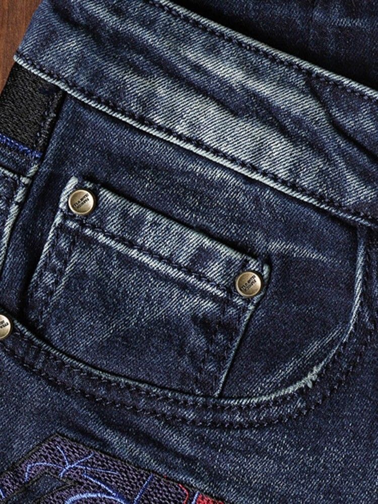 Jeans Pour Hommes À Taille Moyenne Et À Fermeture Éclair Usés