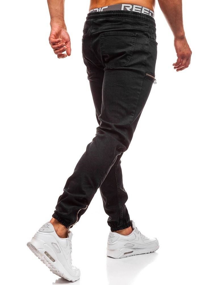 Jeans À Lacets Décontractés Pour Hommes Avec Poche Color Block