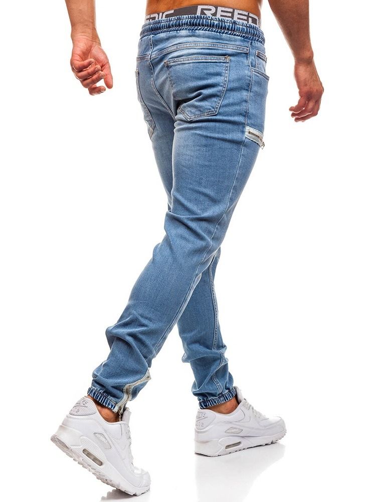 Jeans À Lacets Décontractés Pour Hommes Avec Poche Color Block