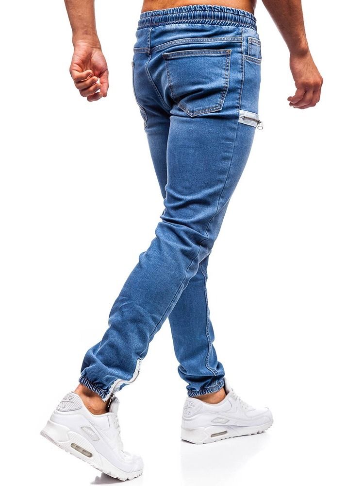 Jeans À Lacets Décontractés Pour Hommes Avec Poche Color Block