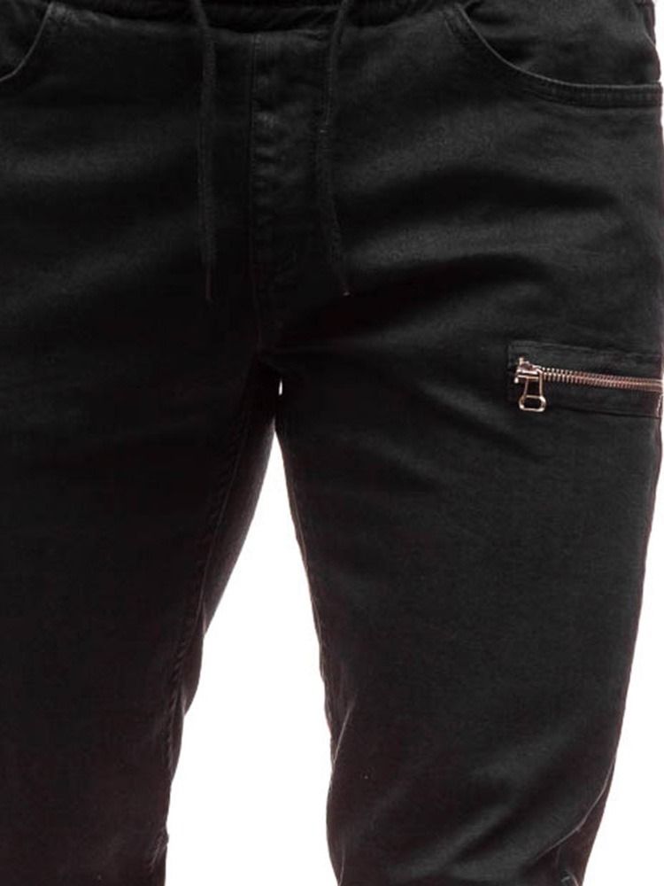 Jeans À Lacets Décontractés Pour Hommes Avec Poche Color Block