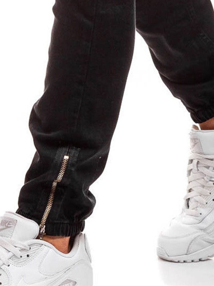 Jeans À Lacets Décontractés Pour Hommes Avec Poche Color Block