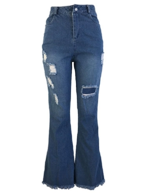 Jeans Taille Haute Slim À Trous Pour Femmes