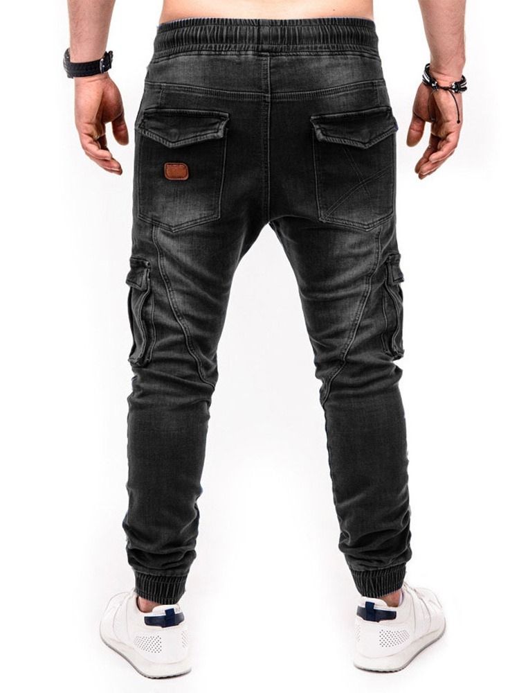 Pantalon Crayon À Poche Pour Hommes Jean Décontracté À Taille Moyenne