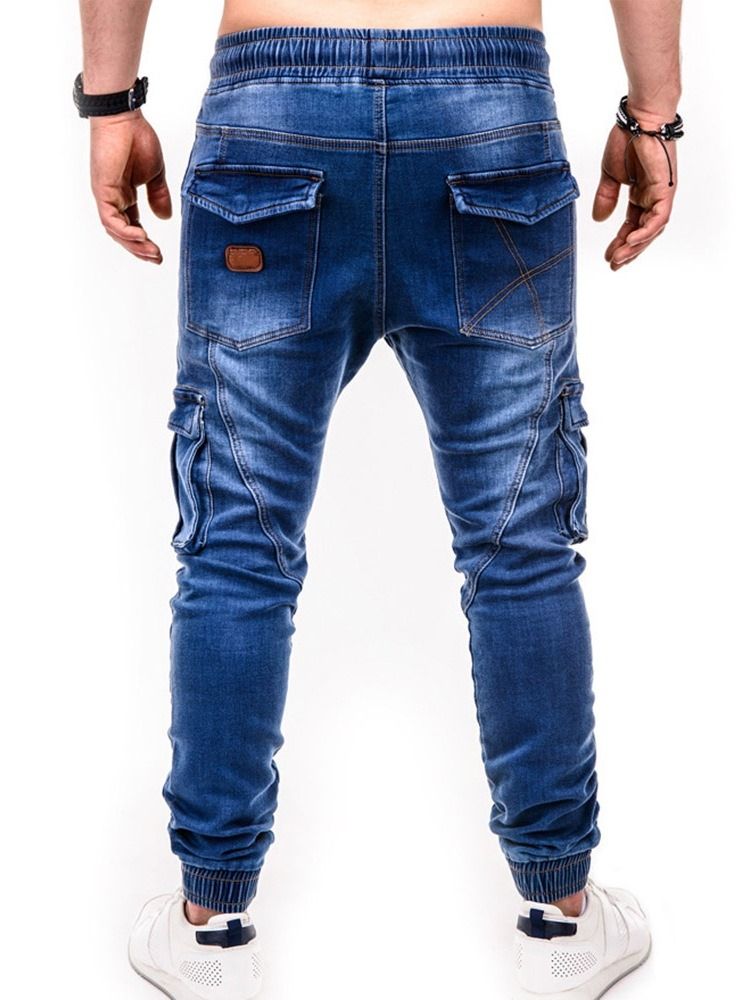 Pantalon Crayon À Poche Pour Hommes Jean Décontracté À Taille Moyenne