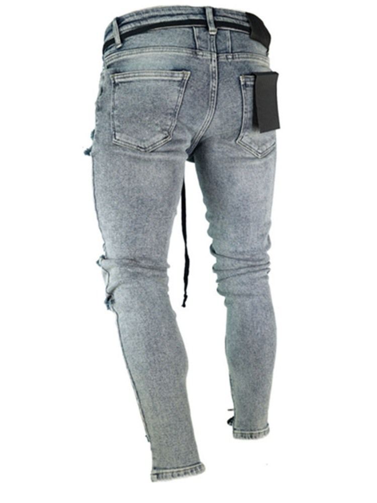 Pantalon Crayon Troué Jeans Décontractés Minces Taille Moyenne Pour Hommes