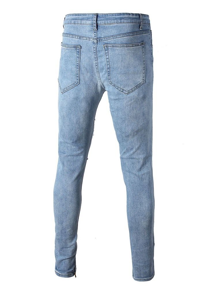 Pantalon Crayon Troué Jeans Décontractés Minces Taille Moyenne Pour Hommes