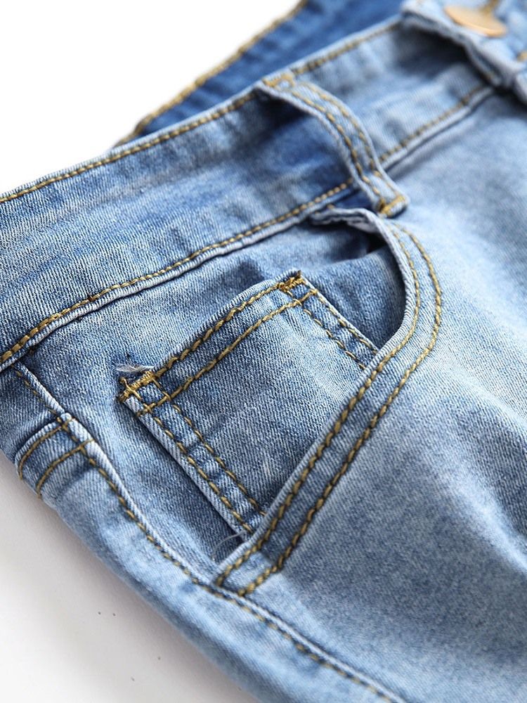 Pantalon Crayon Troué Jeans Décontractés Minces Taille Moyenne Pour Hommes