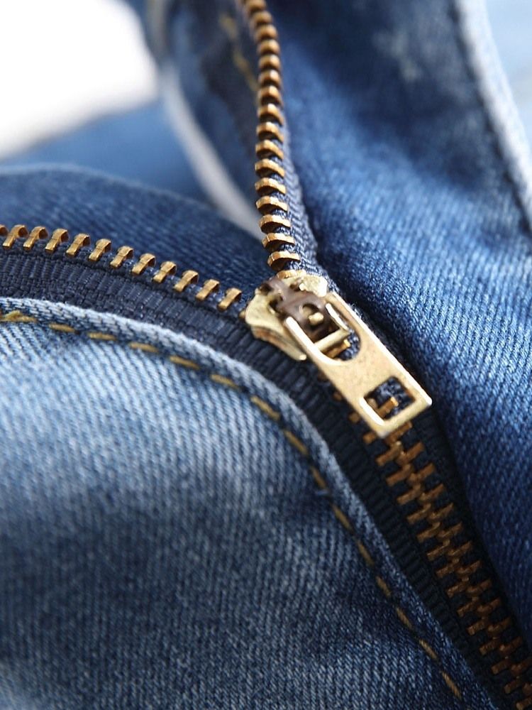 Pantalon Crayon Troué Jeans Décontractés Minces Taille Moyenne Pour Hommes