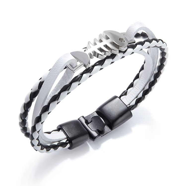 Bracelet Pour Homme En Arête De Poisson En Argent