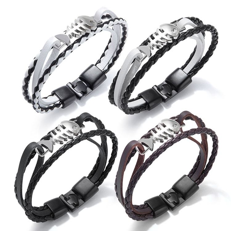Bracelet Pour Homme En Arête De Poisson En Argent
