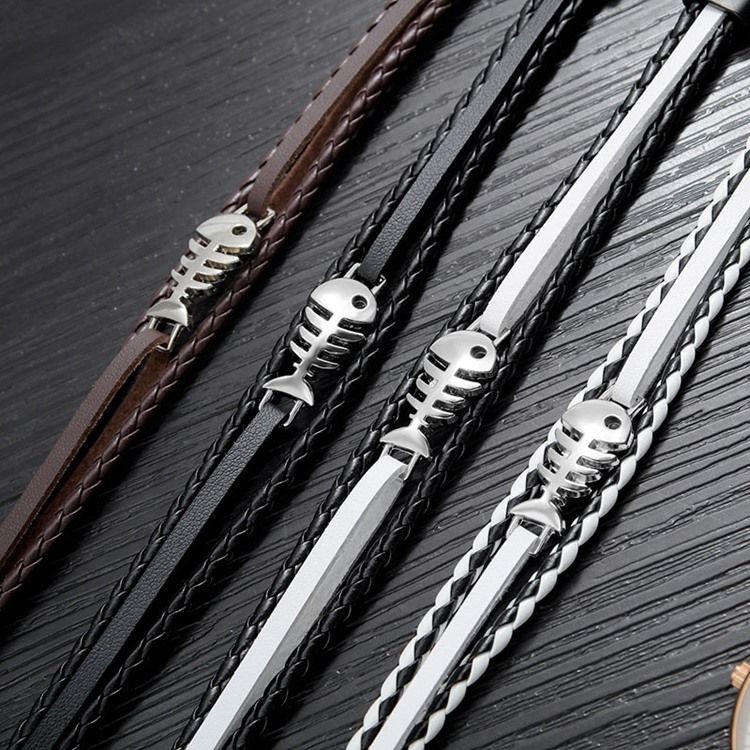 Bracelet Pour Homme En Arête De Poisson En Argent
