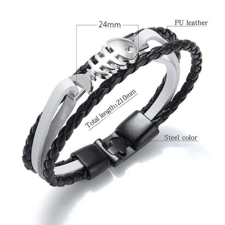 Bracelet Pour Homme En Arête De Poisson En Argent