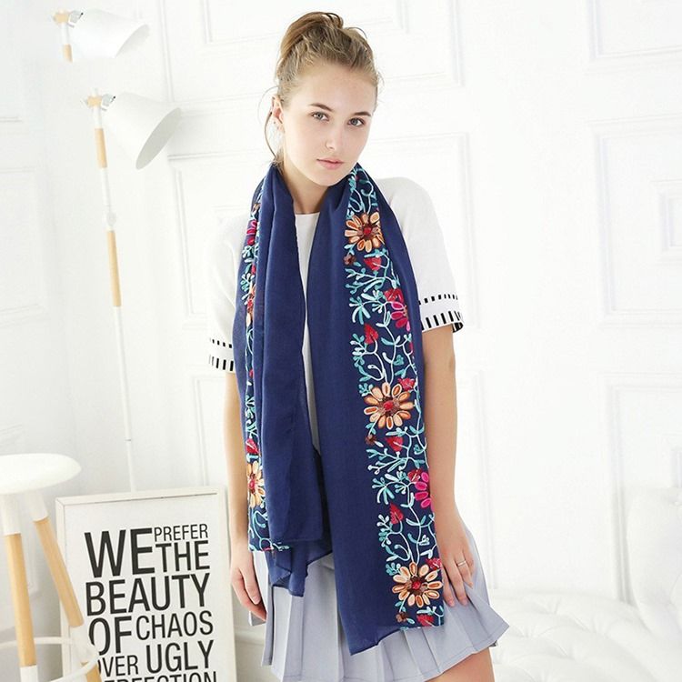 Écharpe En Coton À Broder De Style National Pour Femmes Pour Voyager
