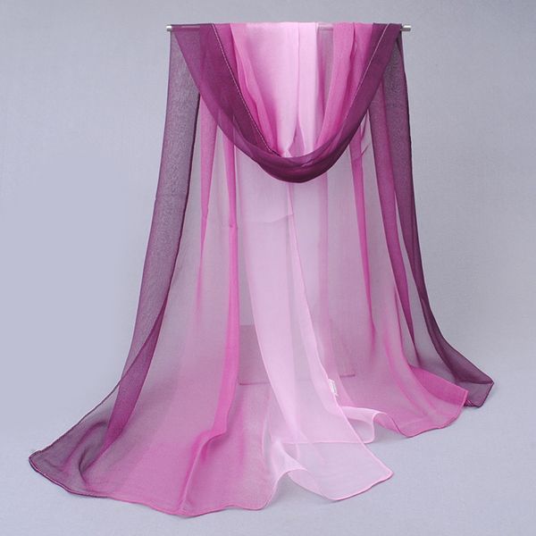 Écharpe Pour Femme En Mousseline De Soie À Dégradé De Couleur