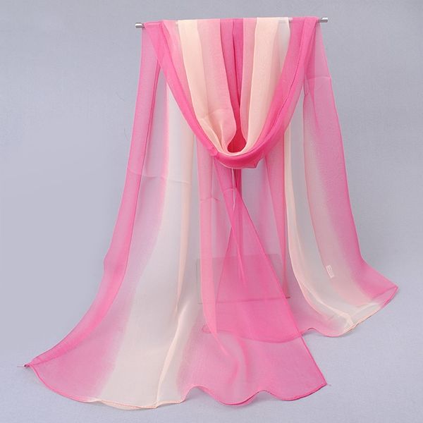Écharpe Pour Femme En Mousseline De Soie À Dégradé De Couleur